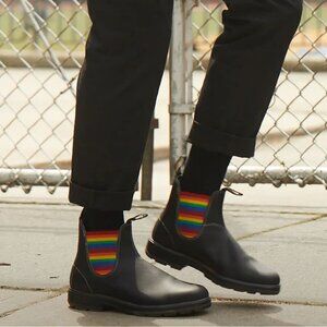 Blundstone Original Chelsea Boots Men's US 12 Black Leather Rainbow NEW